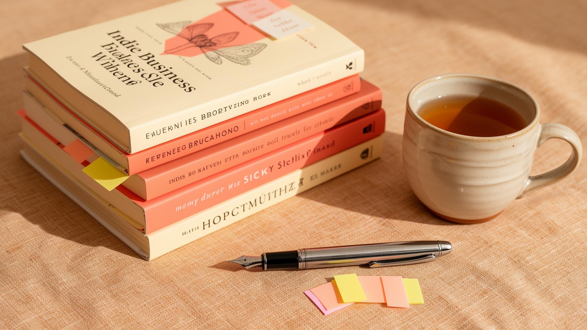 A hand-drawn paper roadmap with a brass compass, fountain pen and paperclips on a linen surface